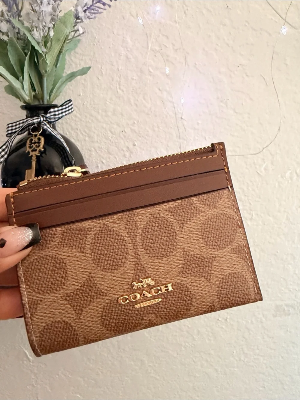 COACH Mini Skinny Id Case Gold/Tan/Brown